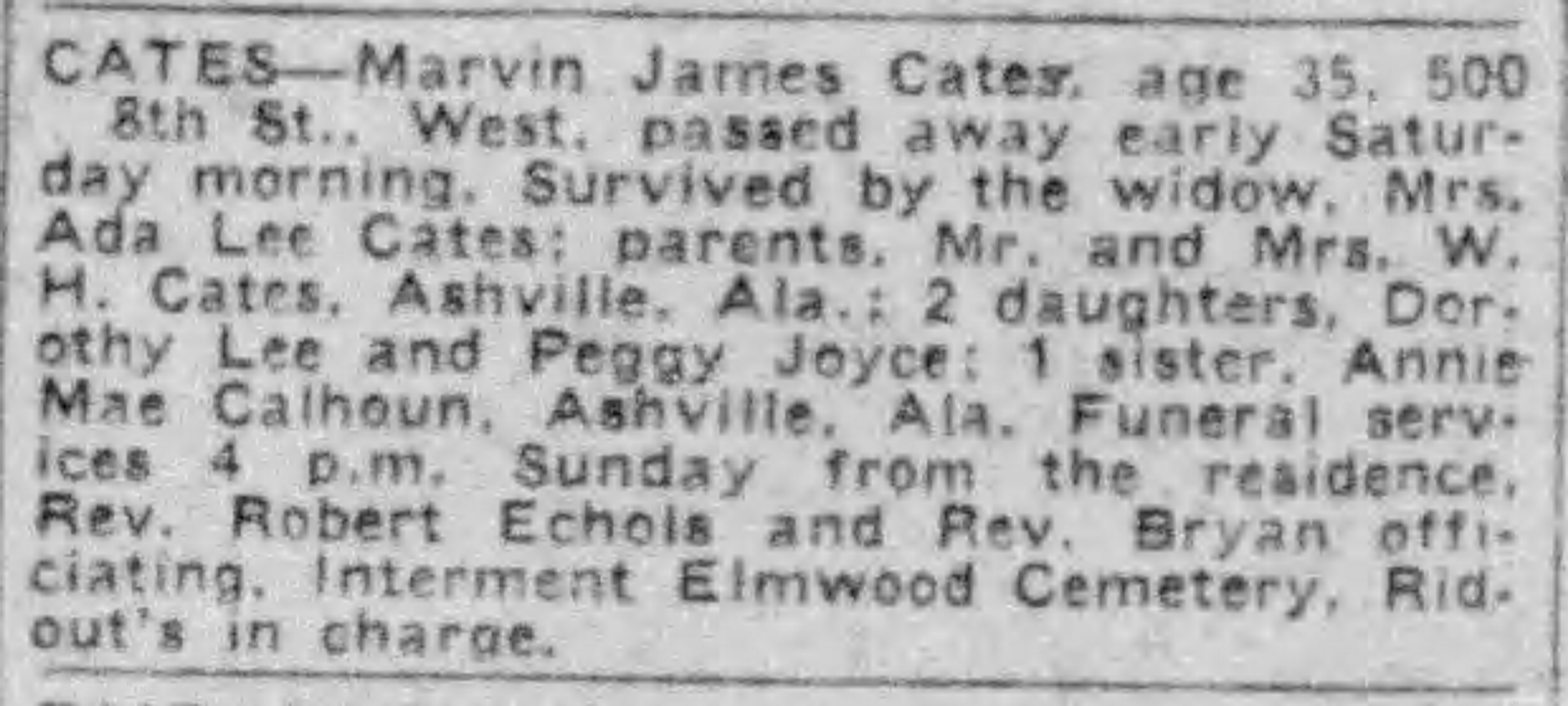 Marvin James Cates obituary